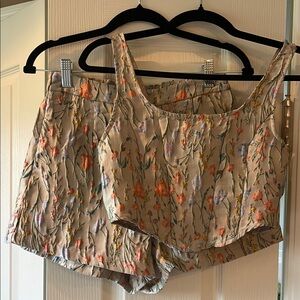 High Waist Cream and Orange Shorts